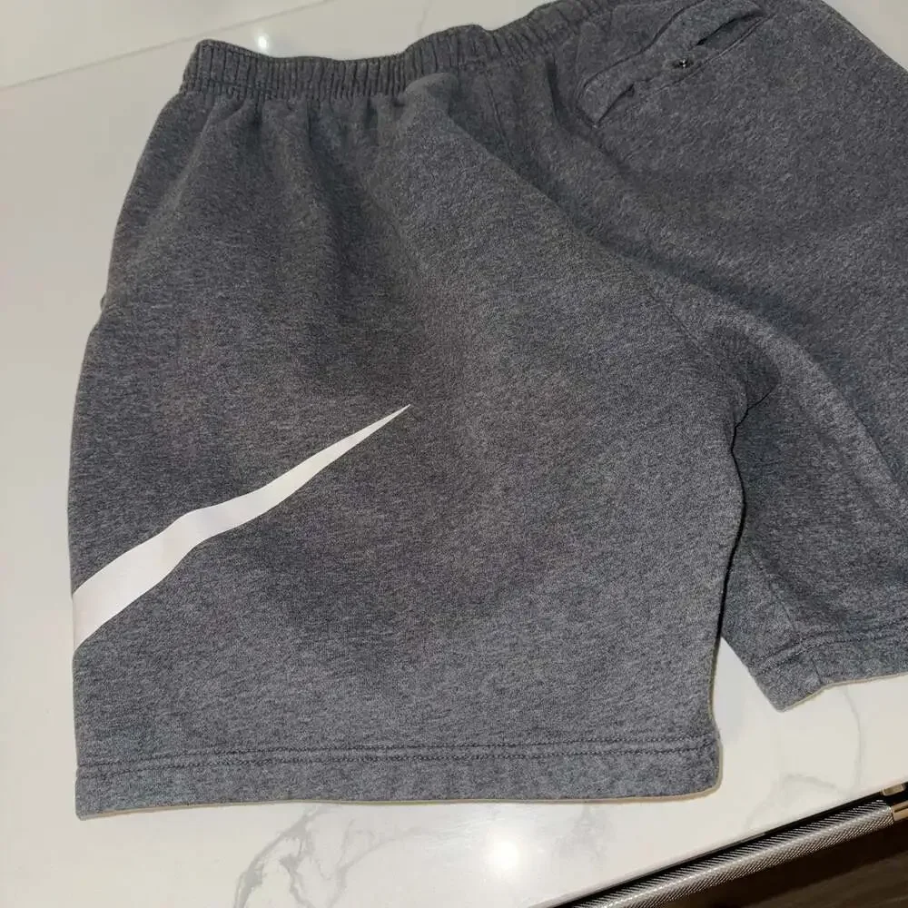 Nike Men's Dark Gray Fleece Swoosh Logo Athletic Shorts Size Large